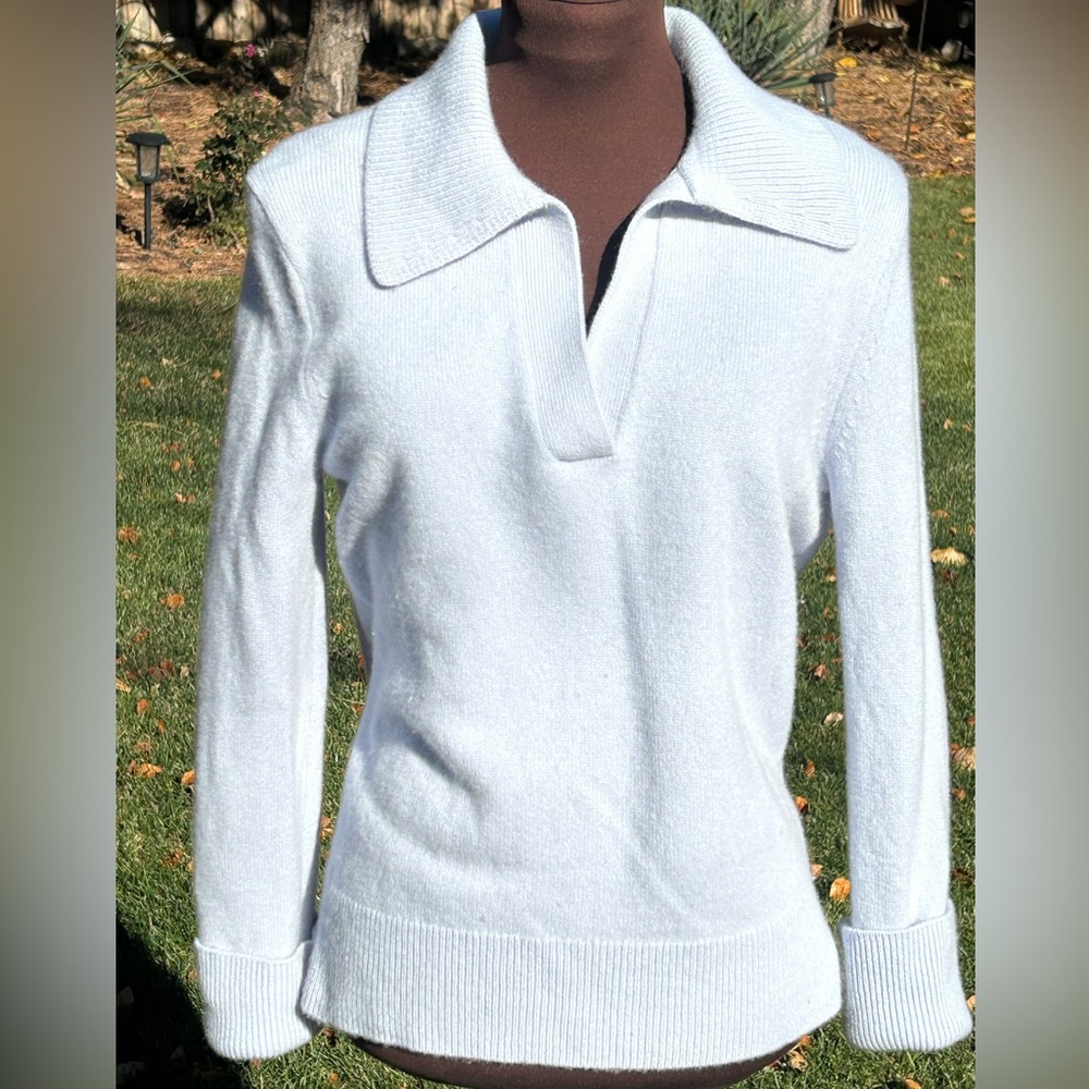 BANANA REPUBLIC sS 💯cashmere lt blue sweater-LOOKS NEW-boxy cut-oversized